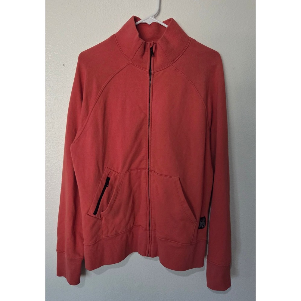 Oiselle Unicorn Fleece Orange Full Zip Cotton High Neck Sweatshirt Jacket XL USA